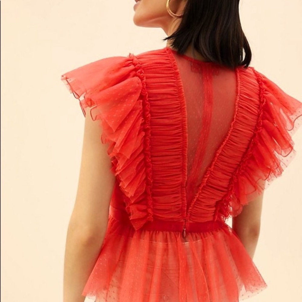 Geisha Designs Ruffled Tulle Blouse XL ,1X TULLE xs, 2X new - Picture 2 of 11